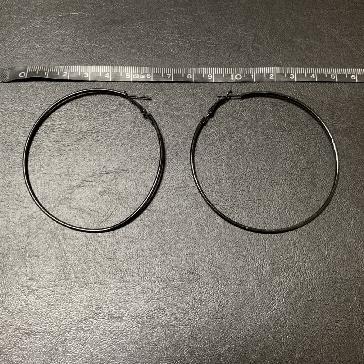  earrings hoop 7cm black Circle round stainless steel steel .. large hoop woman big sm-z Circle loop diameter #C678-9
