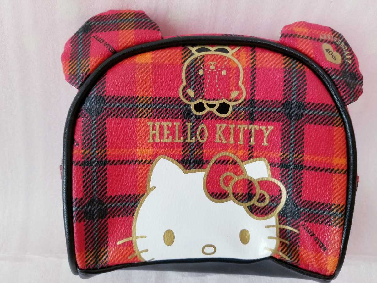  Kitty * pouch * check * new goods tag attaching *40th* Sanrio 