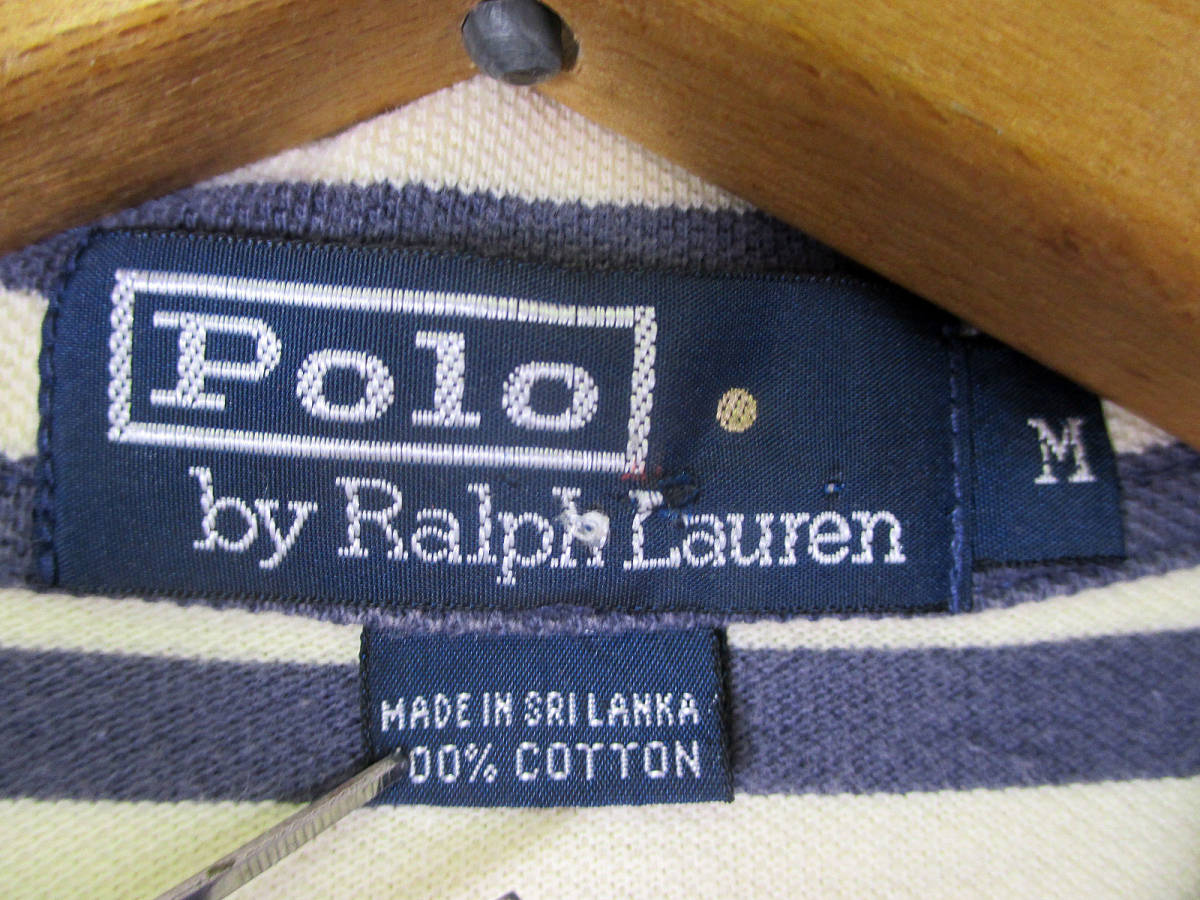 90's　POLO RALPH LAUREN　ラルフローレン　ポロシャツ　ボーダー　　M　　mtp-191_画像2