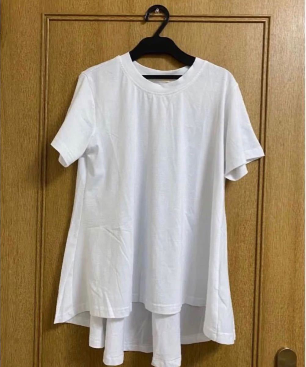 Tシャツ 変形スリット オーバーサイズ 半袖 ロングTシャツ ロンT レディース