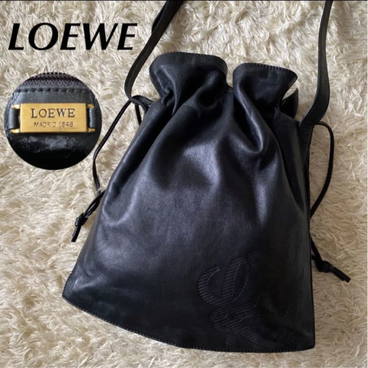 LOEWE ロエベ ショルダーバッグ 巾着バッグ アナグラム ロゴ ナッパ