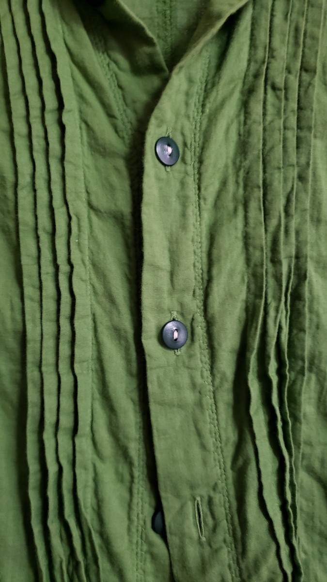 シャツワンピース　ロングシャツ　羽織り　グリーン