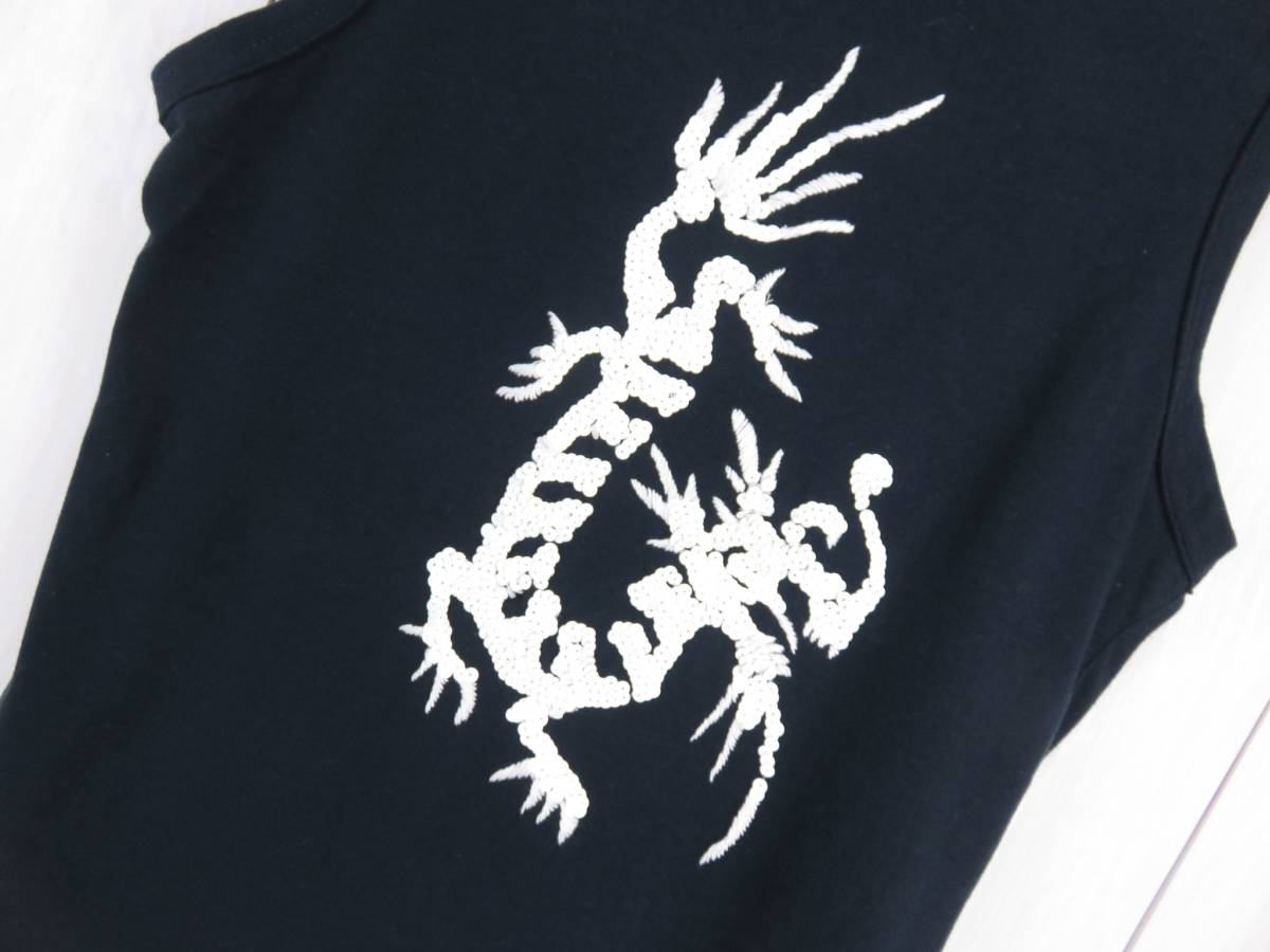  Keita Maruyama KEITA MARUYAMA tank top dragon. spangled embroidery no sleeve cut and sewn navy blue S