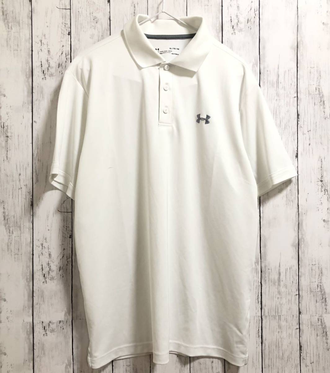 【UNDER ARMOUR】アンダーアーマー トレーニングシャツ ポロシャツ 半袖 メンズ XL ホワイトゴルフにも！ 送料無料！_画像1