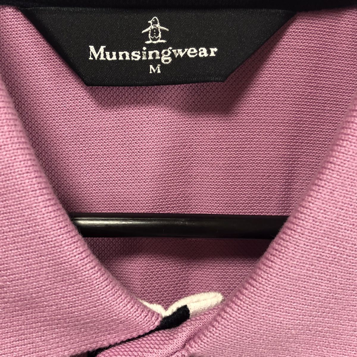 [Munsingwear] Munsingwear wear Golf wear polo-shirt with short sleeves purple M tag attaching! free shipping! with translation 