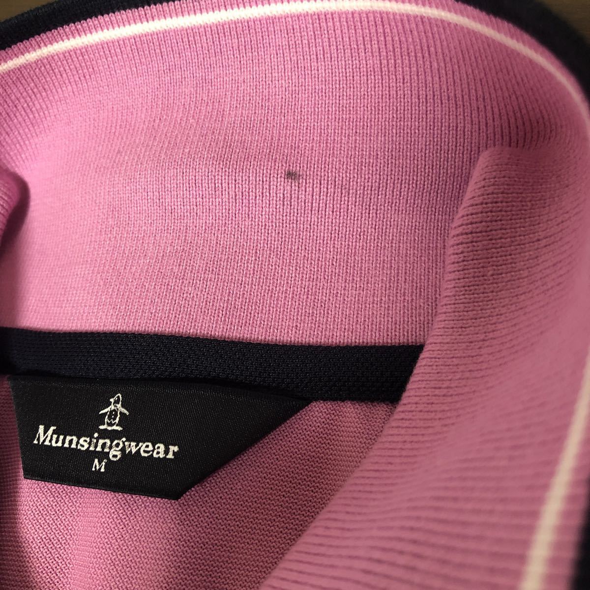 [Munsingwear] Munsingwear wear Golf wear polo-shirt with short sleeves purple M tag attaching! free shipping! with translation 