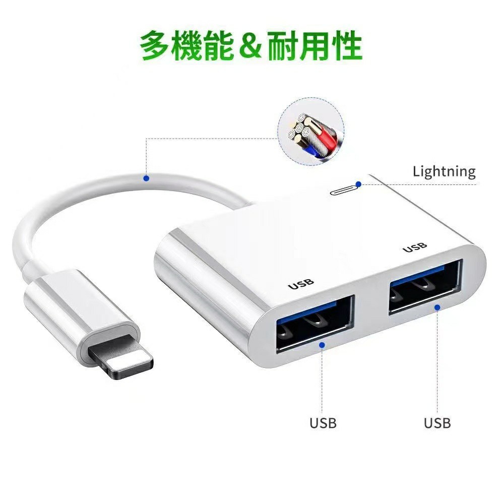 新品 iPhone pad 変換 アダプタ OTG対応 USB 双方向データ転送 3in1アダプター  カード カメラ リーダー 