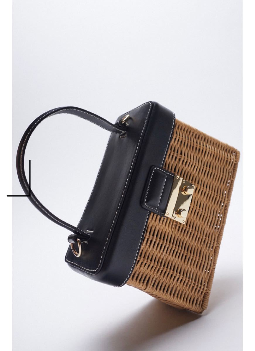 お気に入りの 新品 ZARA かごバッグ ハンドルウォーブン