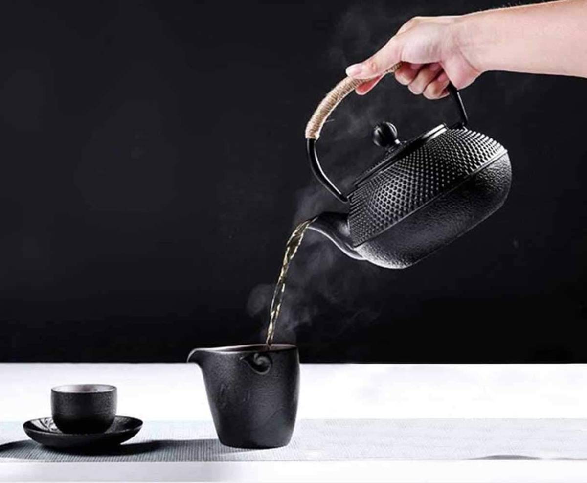 〈IH対応〉鉄瓶 600ml やかん 急須 窯焼き 茶こし 付き 鉄分補給 茶道具 お茶 茶漉し コーヒー 紅茶