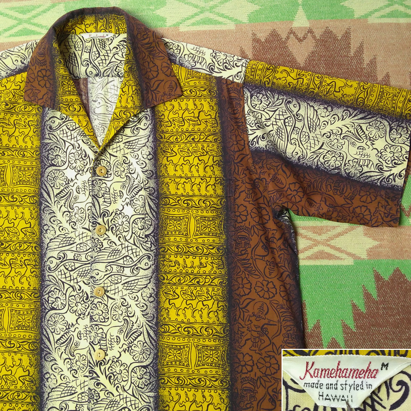 イタリアンカラー 【Kamehameha】50s Cotton Hawaiian Shirt / 50年代 カメハメハ ハワイアン シャツ アロハ コットン ビンテージ 40s60s
