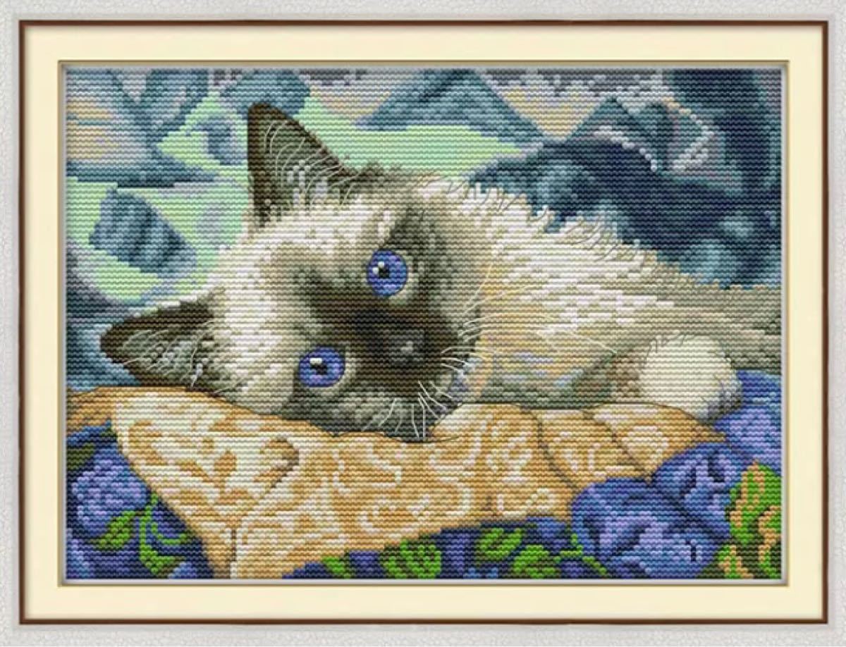 青い瞳のネコ クロスステッチキット