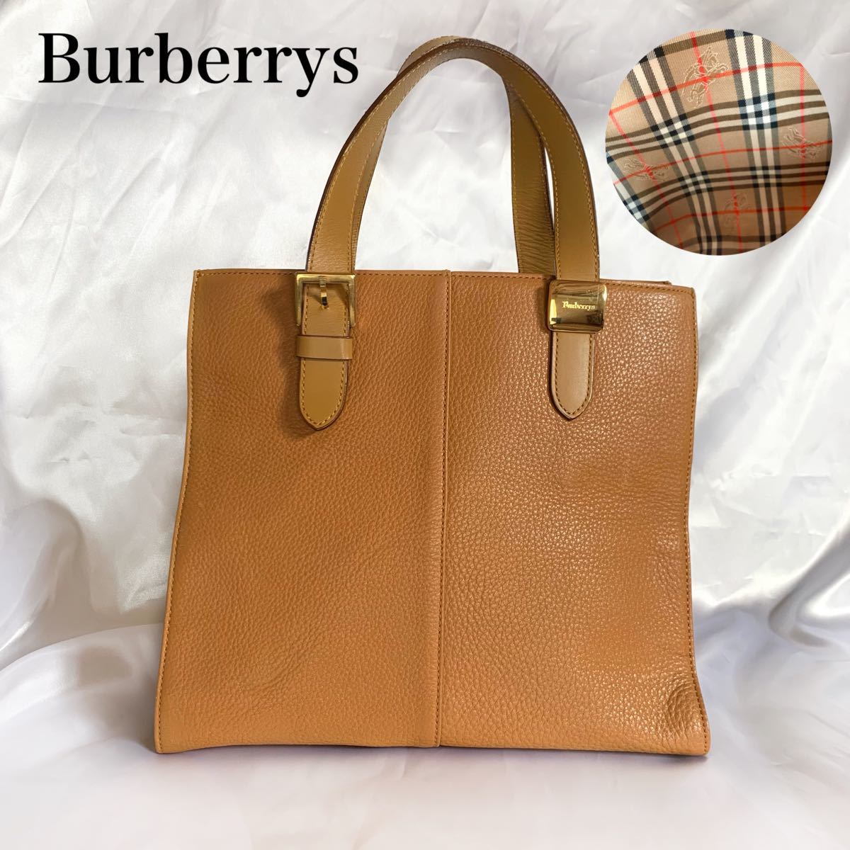 BURBERRY バーバリー ノバチェック ハンドバッグ レザー ブラウン-