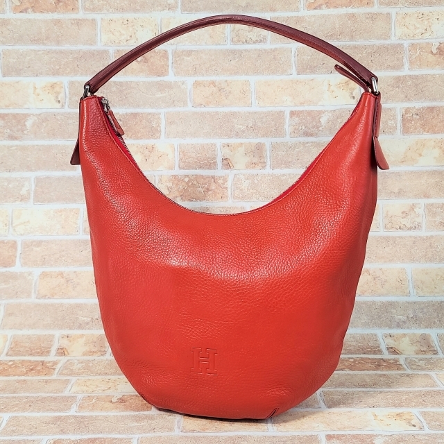  Hirofu HIROFU shrink leather semi shoulder bag scarlet Italy made total leather B5OK