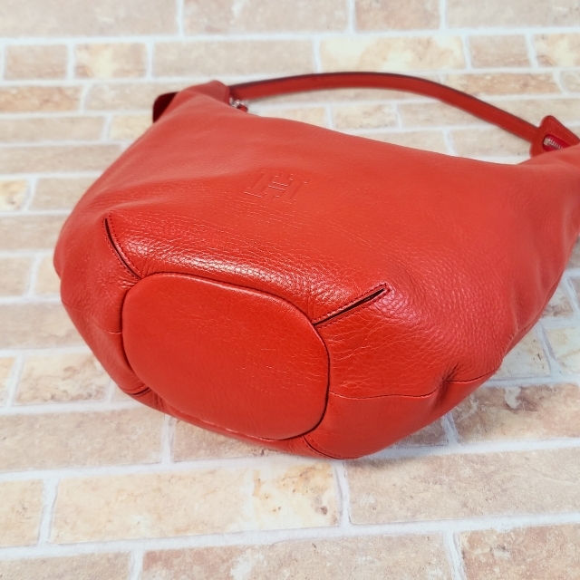  Hirofu HIROFU shrink leather semi shoulder bag scarlet Italy made total leather B5OK
