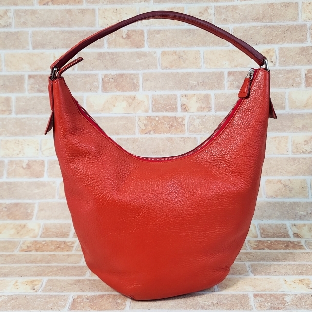  Hirofu HIROFU shrink leather semi shoulder bag scarlet Italy made total leather B5OK