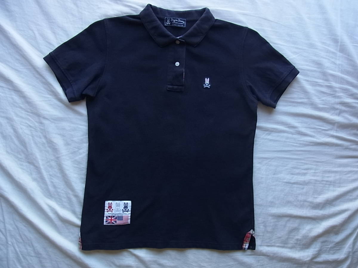 Psycho Bunny rhinoceros koba knee cotton deer. . material polo-shirt size 2 navy made in Japan 