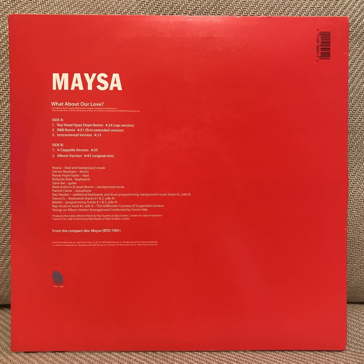 MAYSA - WHAT ABOUT OUR LOVE 12インチ盤_画像2