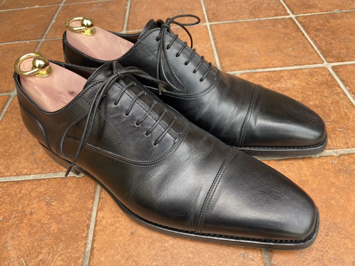 サントーニ SANTONI ストレートチップ 黒 内羽根 革靴 冠婚葬祭 6 1/2