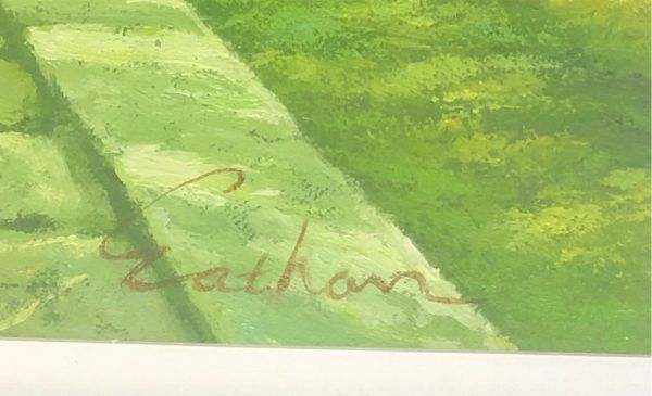油絵 風景画『高桐院』Eathan作 肉筆１点物 観光地 旅行 京都 ※アクリル板付 N3.21-AI1_画像4