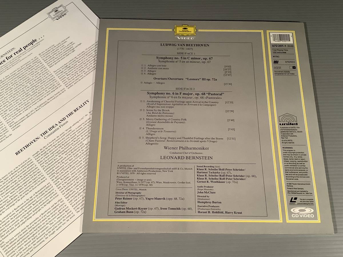 LD(レーザー 輸入盤)■ベートーヴェン：Symphony no.5 in C minor, op.67／no.6 in F major, op.68「Pastoral」※バーンスタイン指揮■_画像2