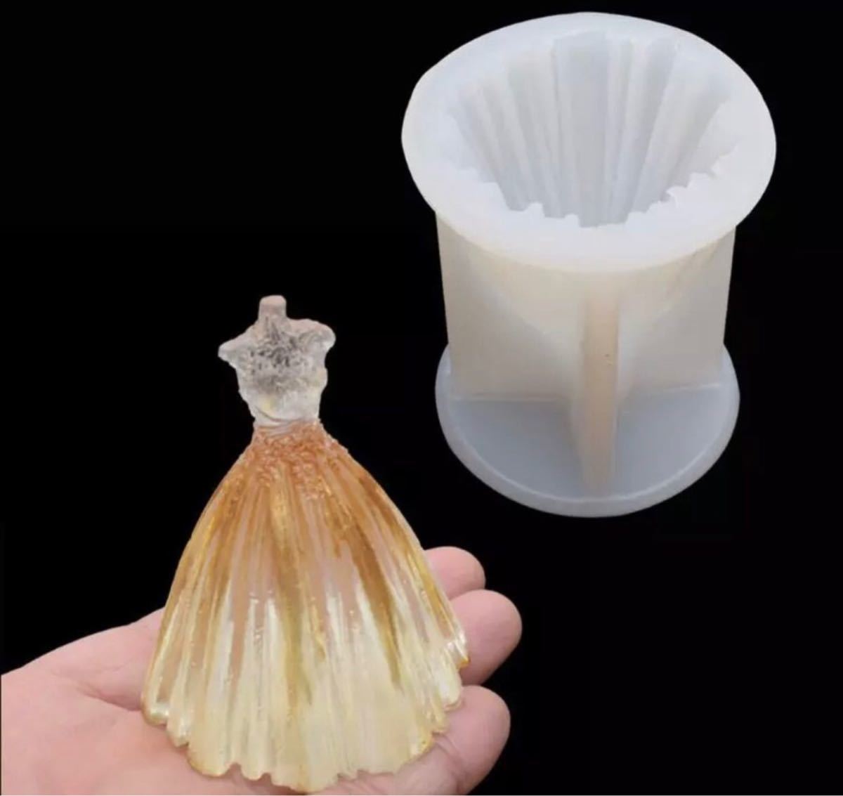 シリコンモールド　3Dウエディングドレス型キャンドル型石鹸型アロマハイストーン パーティードレス型プリンセス