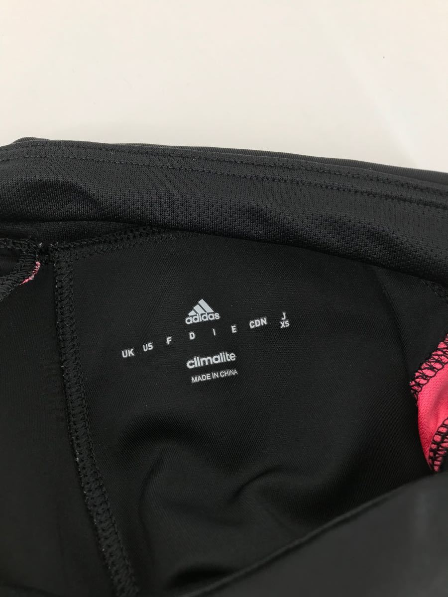 アディダス　 adidas タイツ　パンツ　サイドファスナーつき　黒　ピンク