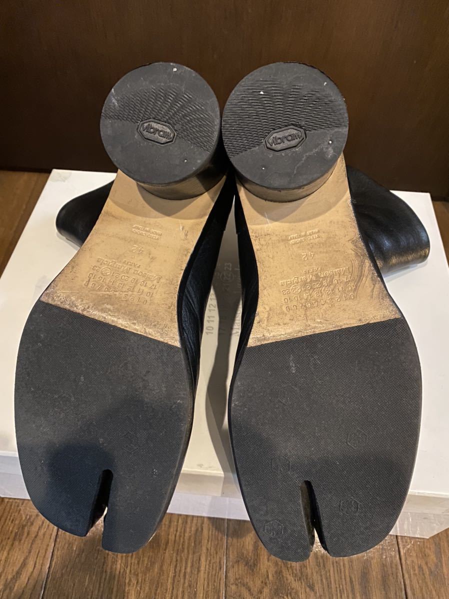 女性が喜ぶ♪ メンズ 正規品 27cm 42 ヒールブーツ タビブーツ Margiela レザー足袋ブーツ ブラック マルジェラ Maison TABI レザーブーツ