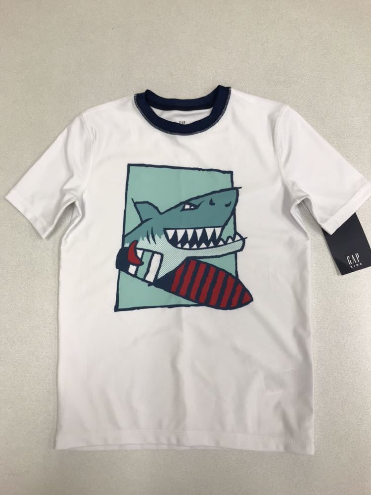 ■GAP■ラッシュガード■新品■白Ｘ紺■サメ■120■シャーク■サーフボード■紫外線対策■ＵＰＦ40＋■ＵＶカット■水泳授業(yè)■學(xué)?！?-2
