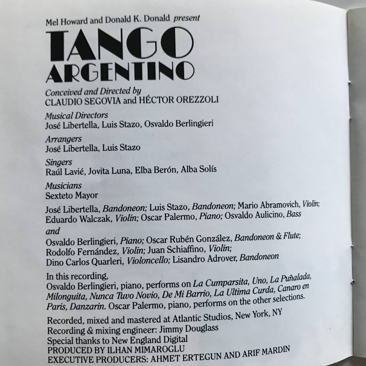 中古CD タンゴ・アルヘンティーノ Tango Argentino オリジナル・キャスト・レコーディング Original Cast Recording_画像8