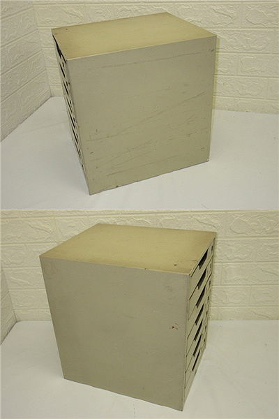 *si1532 UCHIDA document case A4 size drawer 7 step Showa Retro antique Vintage letter case storage *