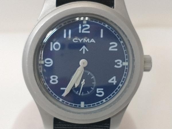 CYMA　シーマ　P14540　ミリタリーウォッチ　青文字盤　スモセコ　ナイロンベルト　クォーツ時計_画像1
