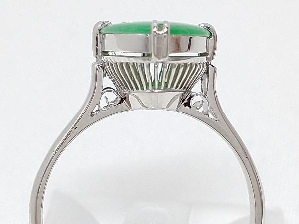 K14ホワイトゴールド 約15号 総重量約4.0g 緑石 仕上げ済み 指輪