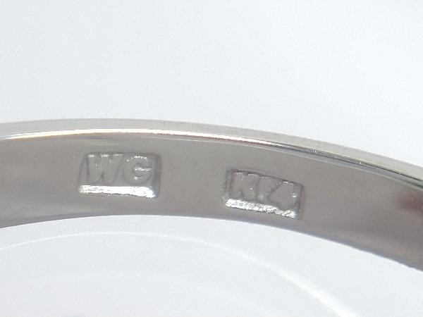 K14ホワイトゴールド 約15号 総重量約4.0g 緑石 仕上げ済み 指輪