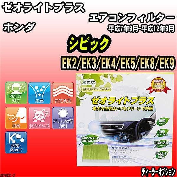 エアコンフィルター ホンダ シビック EK2/EK3/EK4/EK5/EK8/EK9 ゼオライトプラス RCFH821_画像1