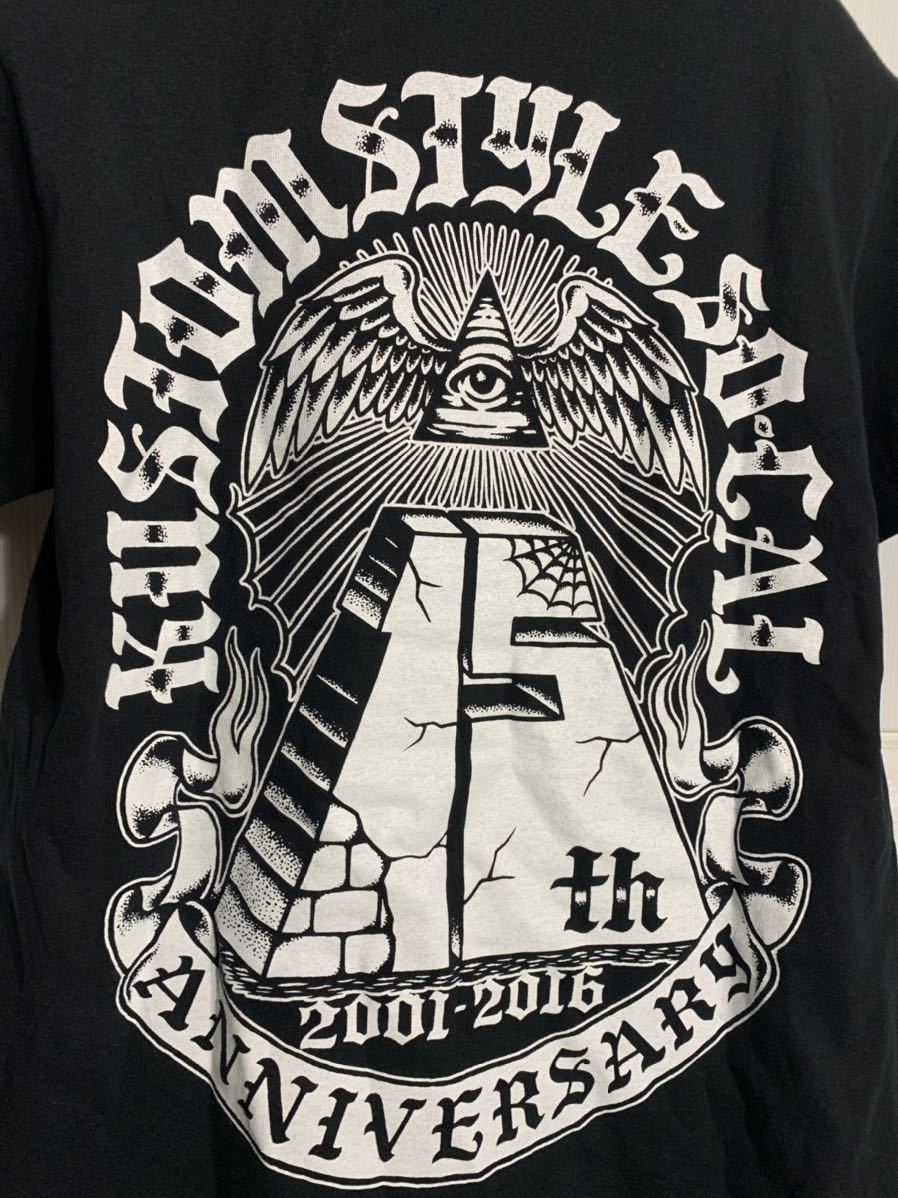 Kustom Style SO・CAL カスタムスタイルソーキャル　15周年アニバーサリー　真実の目フリーメーソン×デカロゴ 半袖　Tシャツ　黒　S_画像7