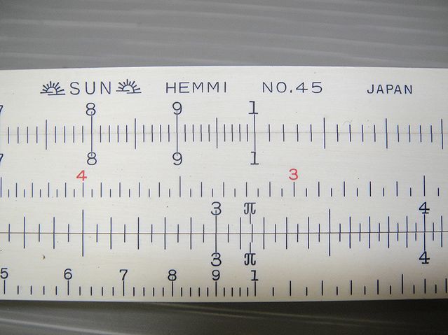 【NH608】HEMMI BANBOO SLIDE RULE ヘンミ 竹製 計算尺 サイドルーラー No.45 昭和レトロ_画像3