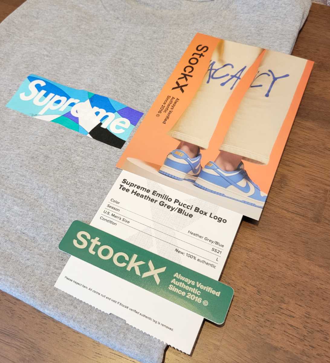 Supreme×Emilio Pucci☆Box Logo Tee Lサイズ Large グレー ブルー