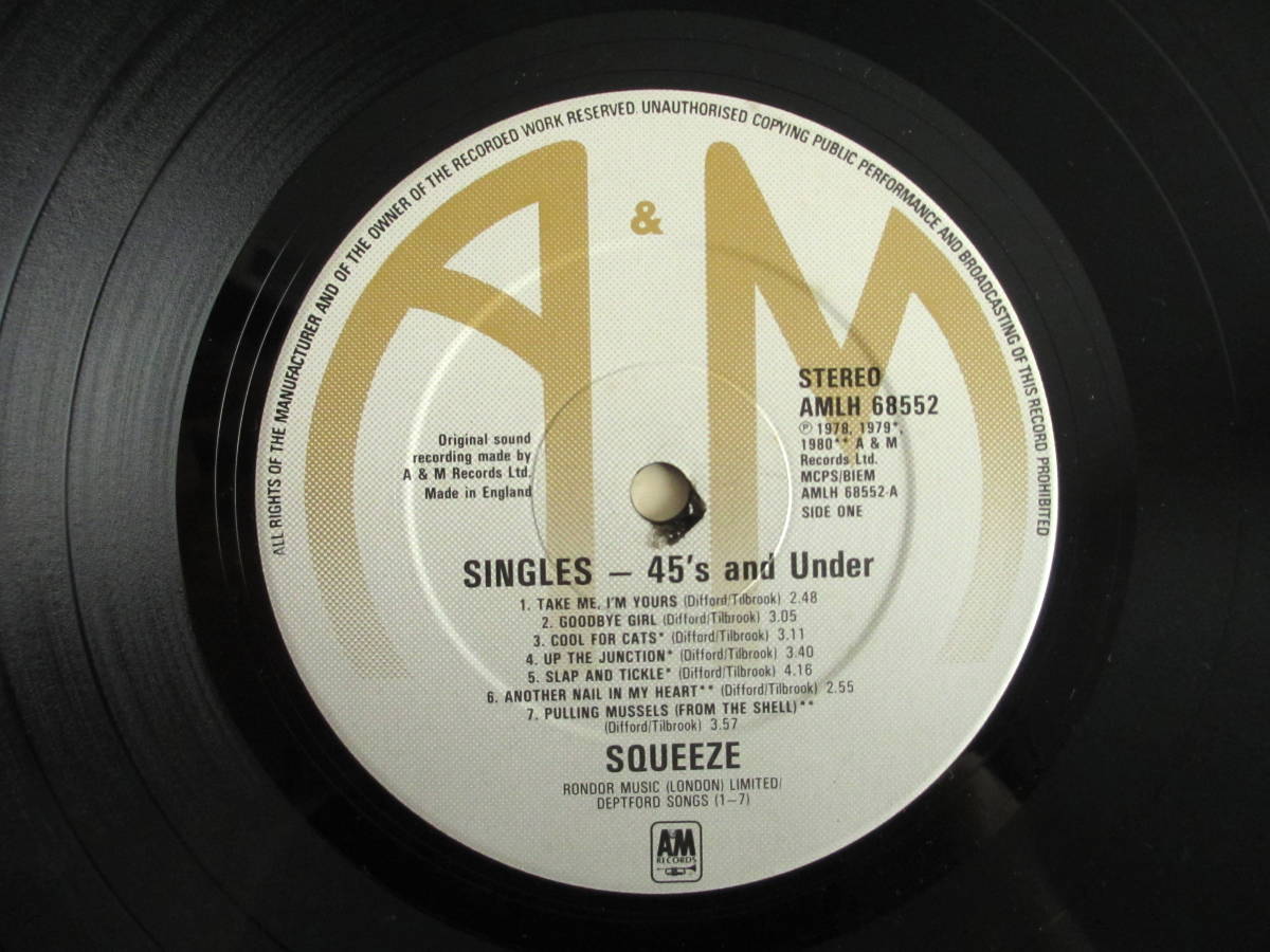 オリジナル / Squeeze / スクイーズ / Singles シングルズ ~ 45's And Under / A&M Records / AMLH 68552 / UK盤の画像3