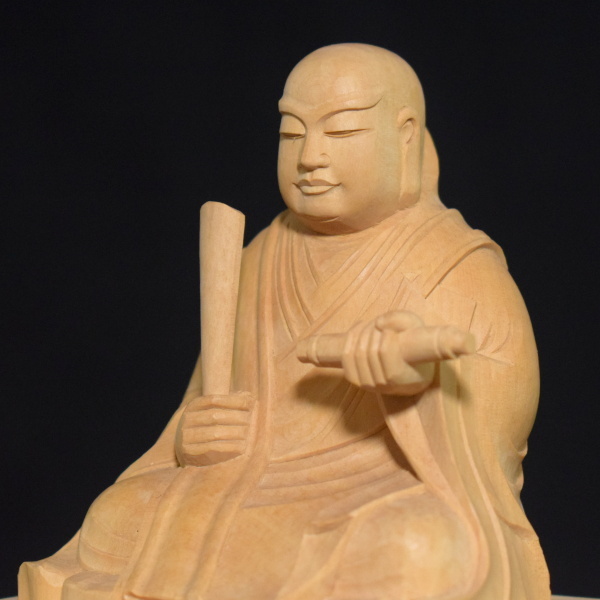 木彫 仏像 日蓮坐像 2.5寸 柘植 手彫り 仏教美術 黄楊 【a1-2-2-6】_画像5
