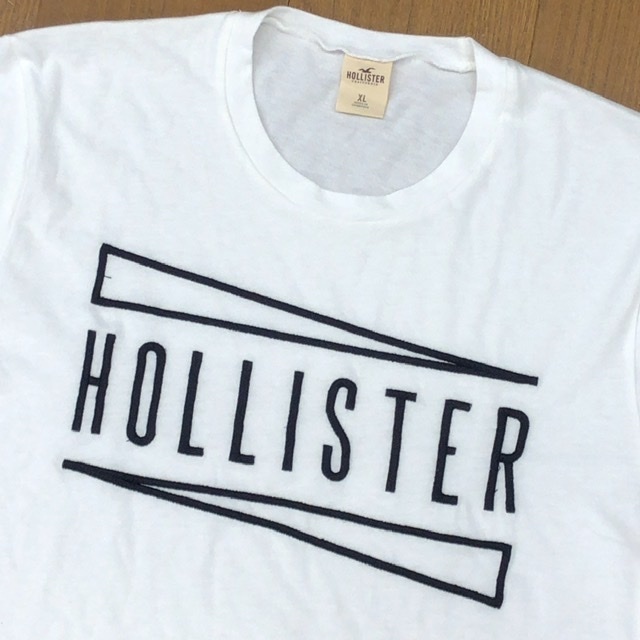 HOLLISTER ホリスター デカロゴ 刺繍 Tシャツ XL 白 ホワイト 半袖 カットソー 特大 大きいサイズ 2L LL メンズ 国内正規品_画像4