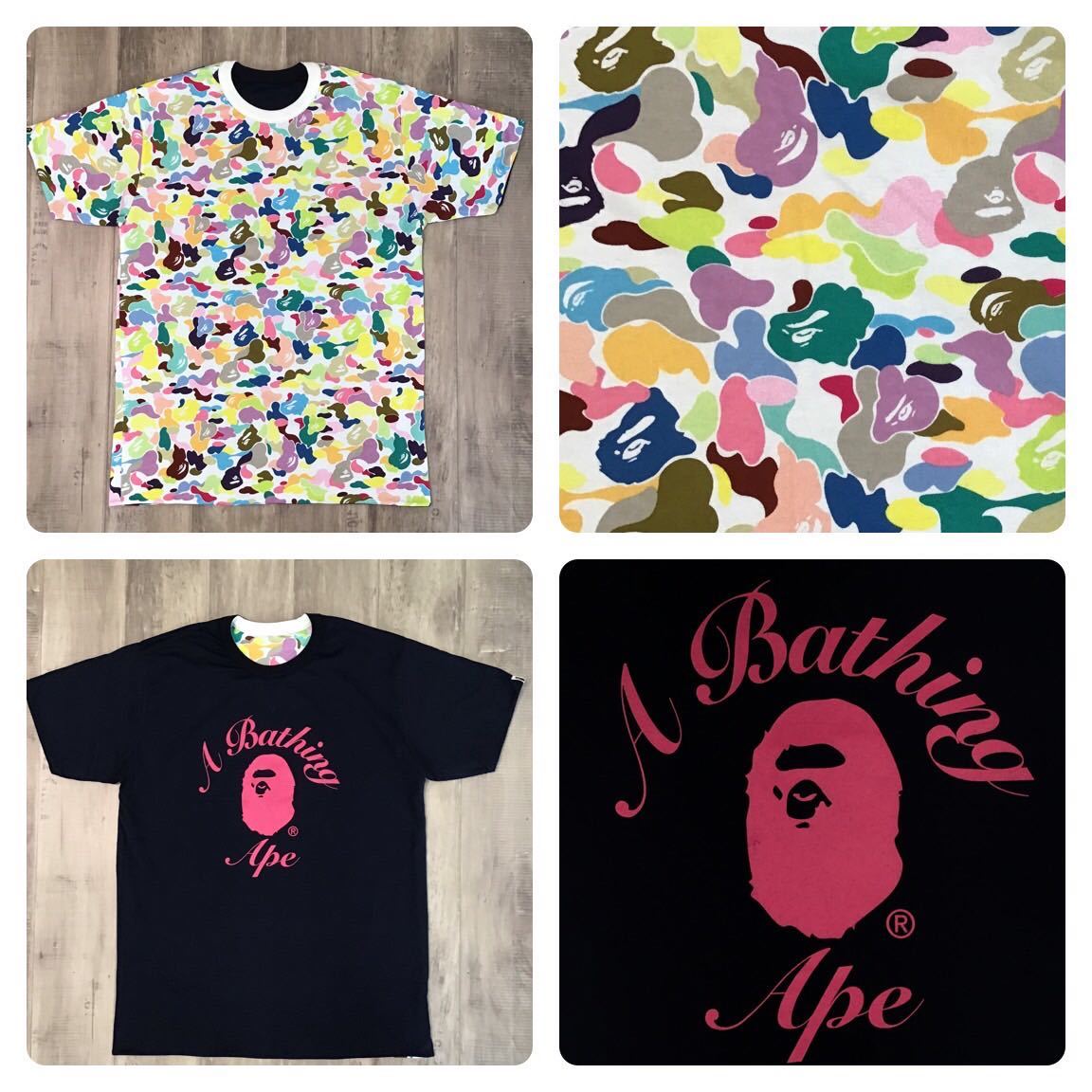 ★新品★ リバーシブル マルチカモ Tシャツ Lサイズ a bathing ape bape multi camo エイプ ベイプ アベイシングエイプ 迷彩 vintage 80d5