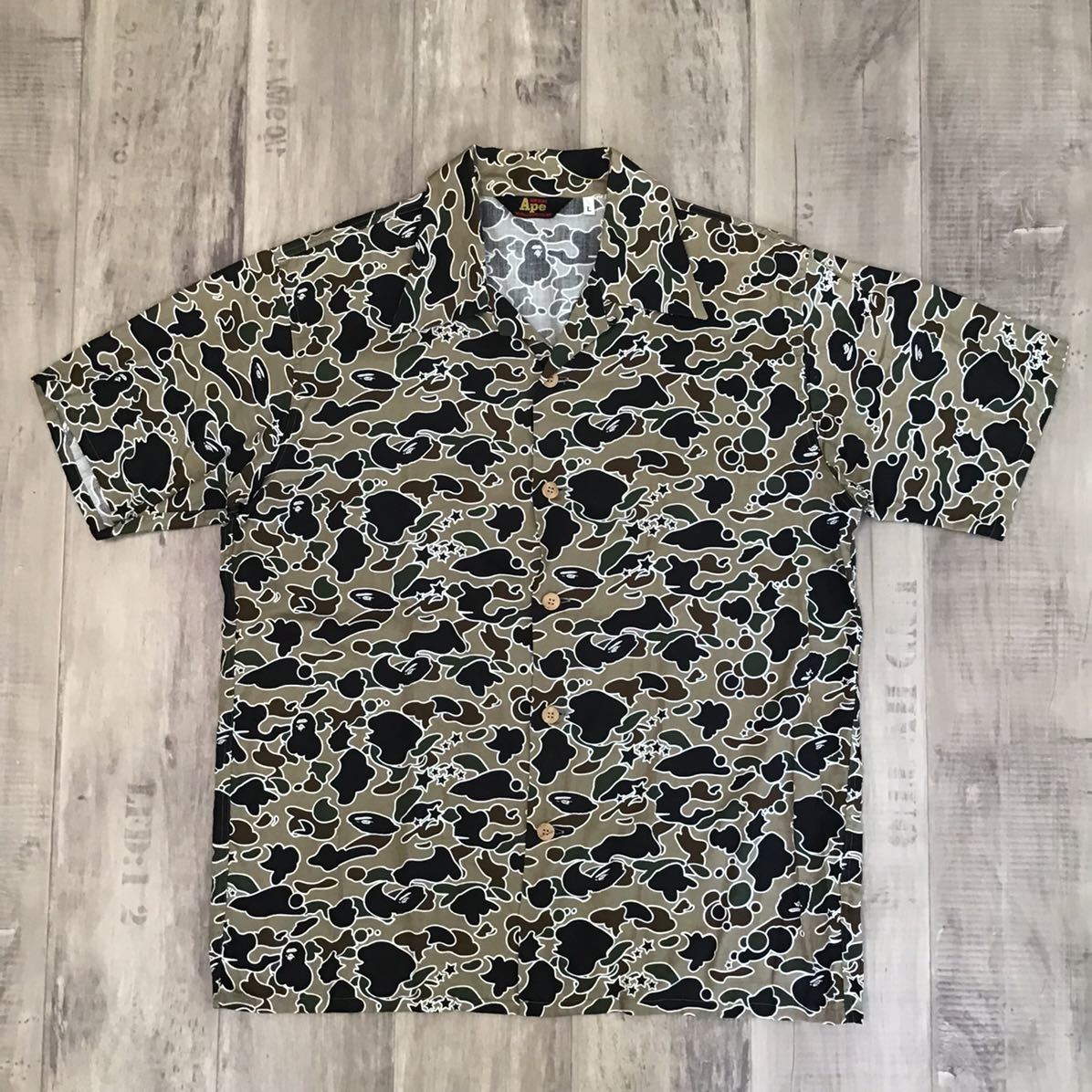 アロハシャツ sta camo green Lサイズ a bathing ape bape 半袖シャツ エイプ ベイプ アベイシングエイプ 迷彩 psyche サイケ 535d