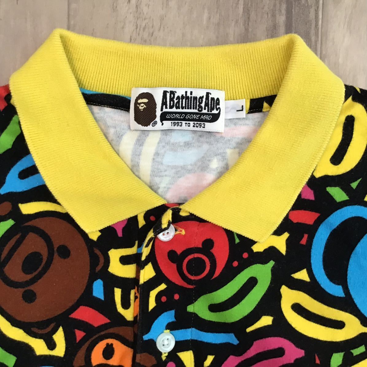 マイロ アニマル バナナ サファリ ポロシャツ Lサイズ a bathing ape bape baby milo エイプ ベイプ アベイシングエイプ Safari animal 3vp_画像2