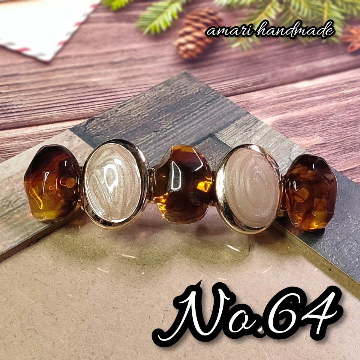 No 133&No 64 ハンドメイド カボションバレッタ ポニーフック|PayPayフリマ