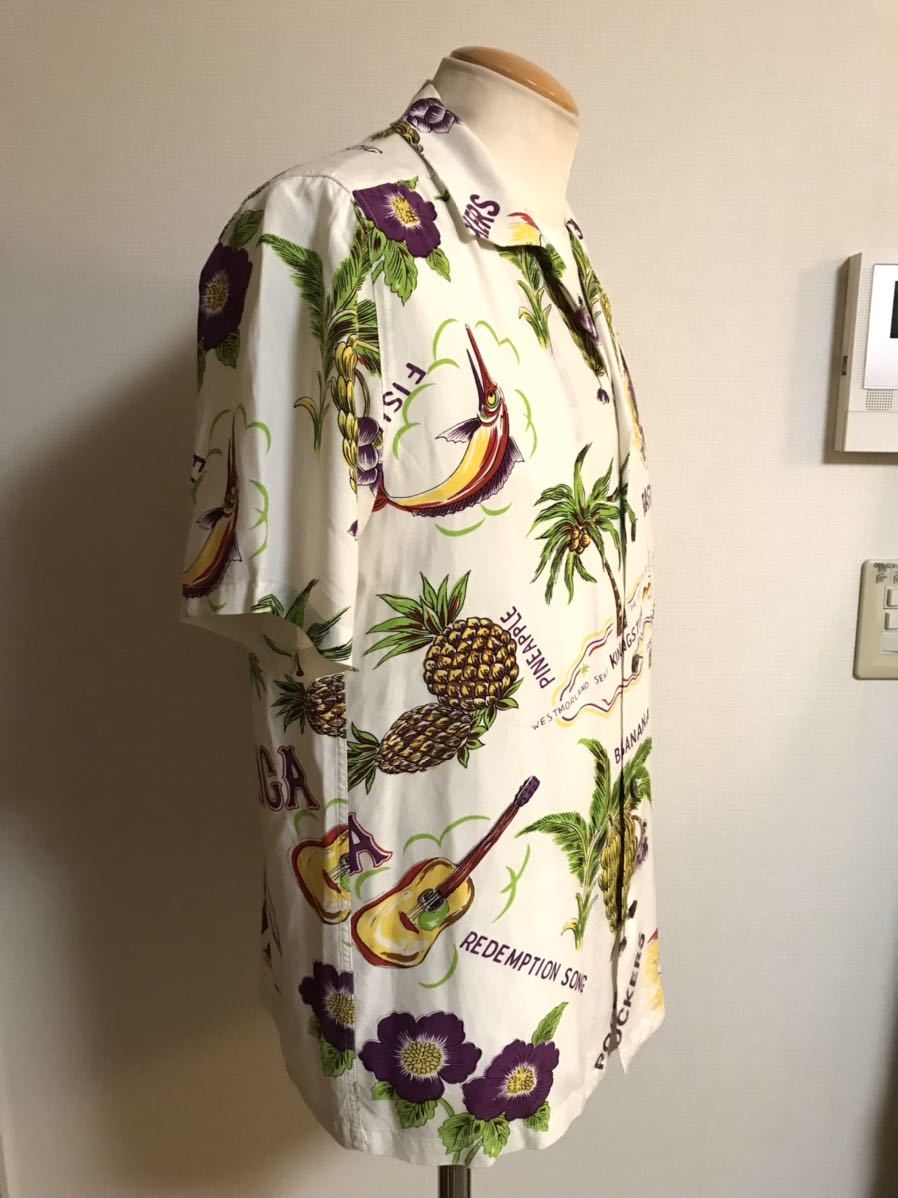 美品✨ワコマリア WACKO MARIA アロハシャツ ハワイアン ジャマイカ柄 即決WACKO MARIA ワコマリア JAMAICA アロハ シャツ M ホワイト