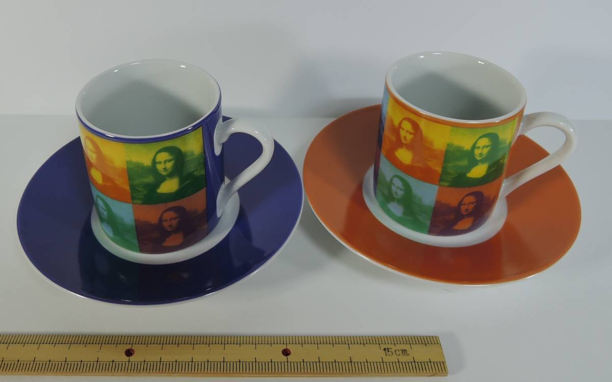 *X05#mona Liza small cup & saucer 2 customer #LOUVRE/ lube ru/ Leonardo da vinchi unused 