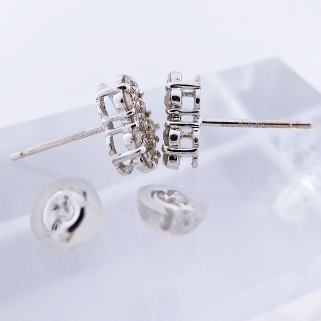 K18WG ☆ピアス & トップ セット ダイヤモンド0.80ct 【】/10023005