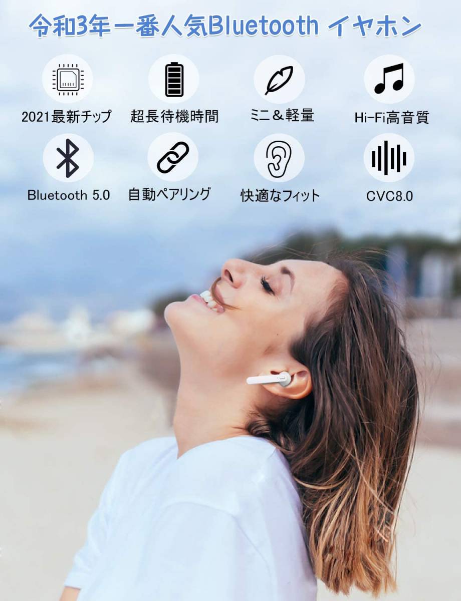 完全 ワイヤレスイヤホン Bluetooth イヤホン ブルートゥースイヤホン Bluetoothヘッドセット 自動ペアリング Hi-Fi重低音_画像2
