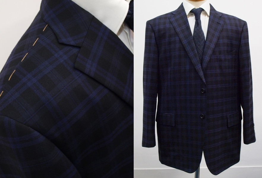 * liquidation autumn winter K6/KB6-T170-180-W100~115/ black * navy check pattern / adjuster attaching no- tuck 2 button slim suit business large size new goods prompt decision 