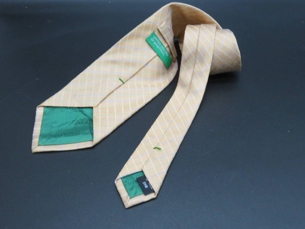  united color zob Benetton men's necktie light orange × check pattern business suit clothing accessories brand R3277